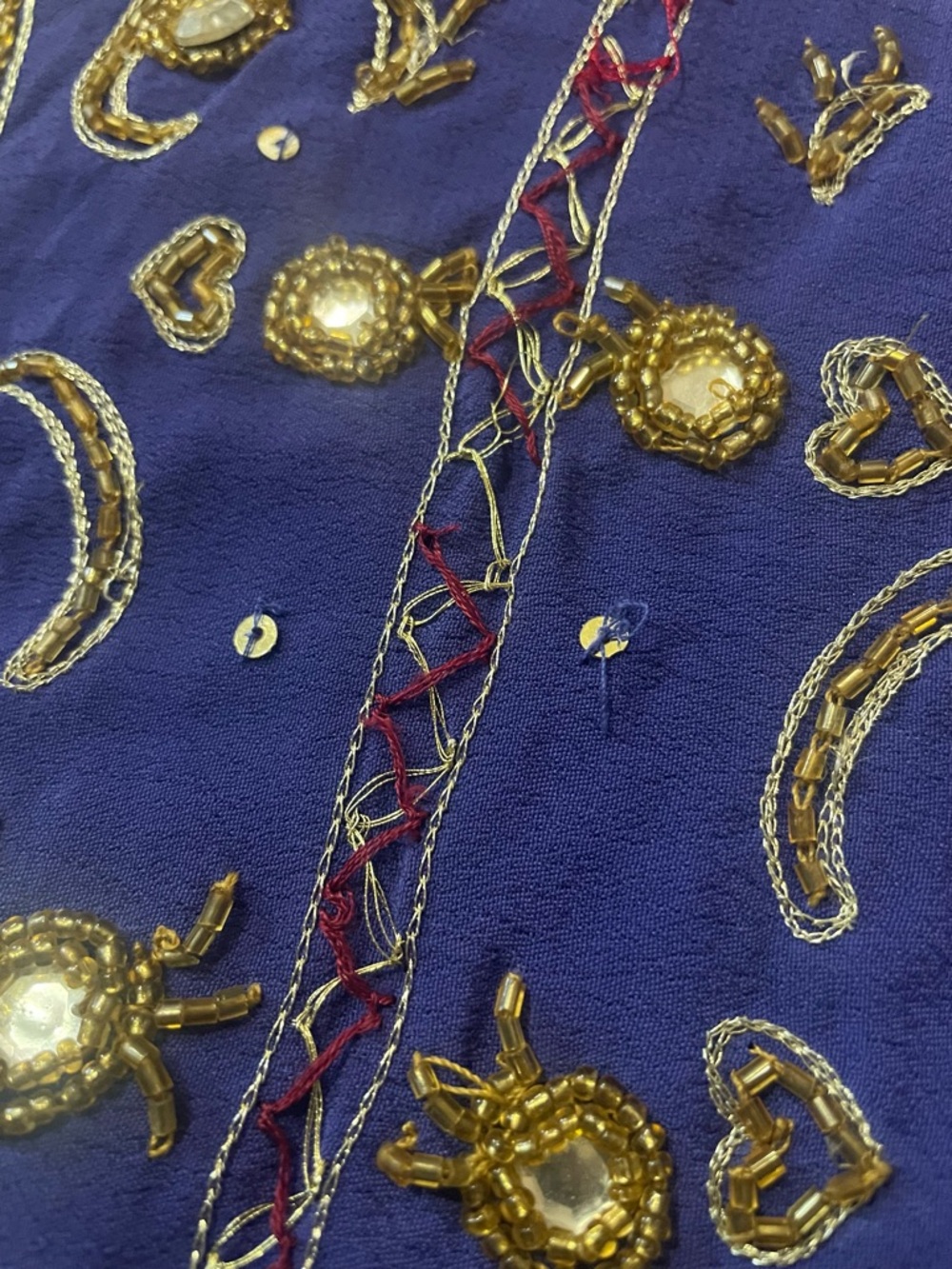 Soft Surroundings "Preciosa" Purple Hand Beaded Sequin Mirror Maxi Skirt Boho L - Picture 8 of 13